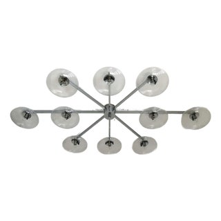 21st Century Dieci Polished Chrome Clear Murano Flush Mount by Fabio LTD For Sale