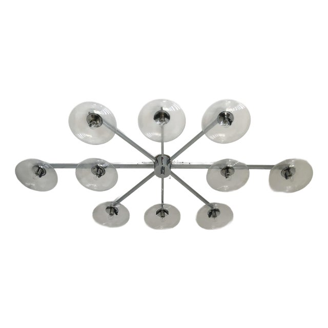 21st Century Dieci Polished Chrome Clear Murano Flush Mount by Fabio LTD For Sale