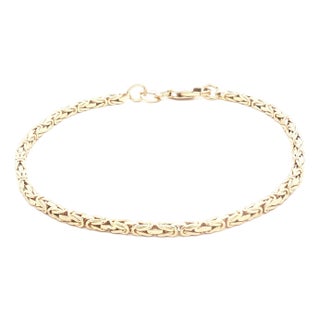 A Vintage Solid 14k Yellow Gold Byzantine Link 7" Bracelet For Sale