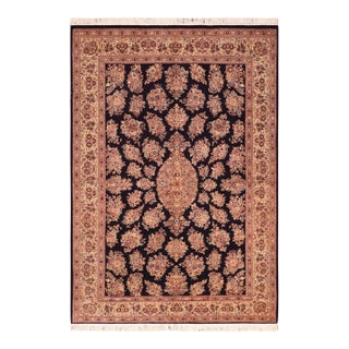 Shabby Chic Medallion 1990's Pak-Persian Blue/Beige Wool Rug - 6'1'' X 9'1'' For Sale