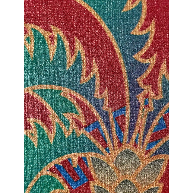 Wood 1970's Art Deco Printed Canvas "Cavalcare La Tigre" For Sale - Image 7 of 13