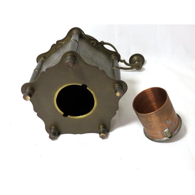 Fancy Antique Scenic Embossed Brass & Jeweled Coffee Grinder Chairish