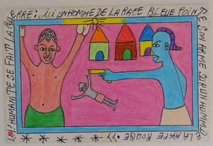Frédéric Bruly Bouabré, Humanity Wages War on Each Other, 2009, Ink and Color Pencils