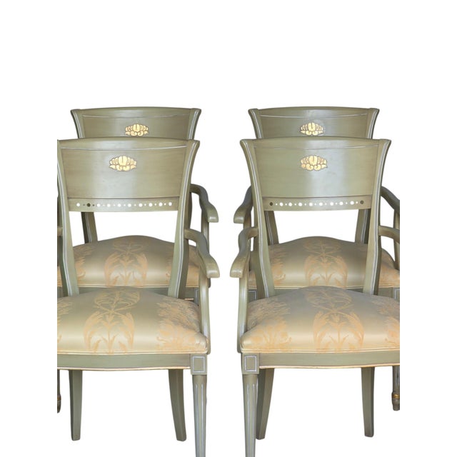 Mid-Century Louis XVI Style Game Table with Green Leather Top and Armchairs, 1960s, Set of 5 For Sale - Image 3 of 18