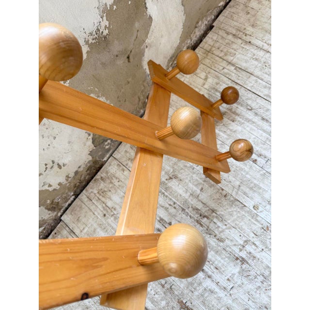 Pine Wall Coat Rack, 1980 For Sale - Image 9 of 15