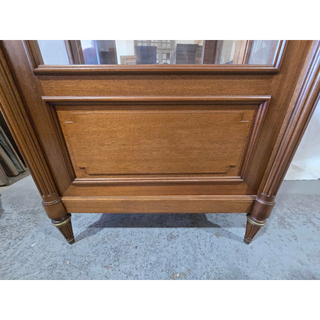 Brown Late 20th Century French Directoire Style Marble Top Mahogany Vitrine Cabinet For Sale - Image 8 of 10
