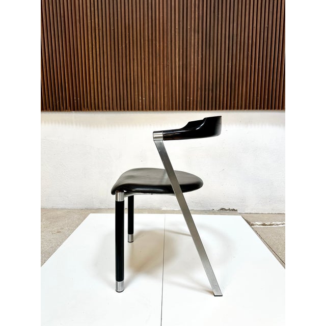 Wood Sculptural Chair in Steel, Wood and Leather, Germany, 1980s For Sale - Image 7 of 18