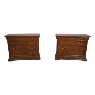 Pair Henredon Charles X Burl Wood Bachelors Chests For Sale