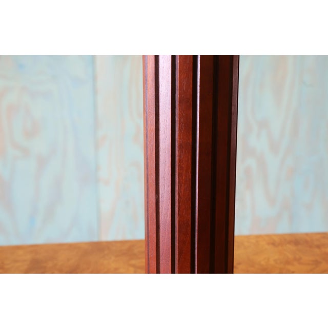 Brown 1960s Gruvwood Table Lamp Slat Wood and Original Woven Shade For Sale - Image 8 of 8