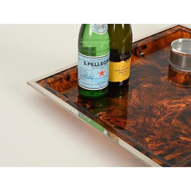 Rectangular Tortoiseshell Effect Acrylic Glass Serving Tray from Dior, Italy, 1970s For Sale - Image 12 of 15