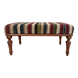 Handwoven Turkish Kilim Upholstered Bench For Sale