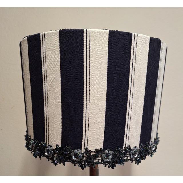 Mid-Century German Table Lamp with Metal Base, Teak Rod and Fabric Shade, 1960s For Sale - Image 10 of 12
