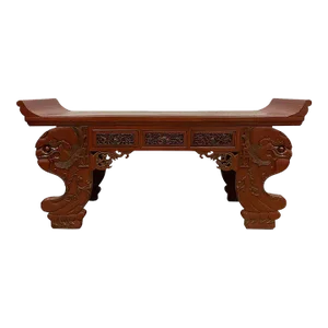 19th Century Antique Chinese Massive Red Lacquered Carved Altar Table/Console