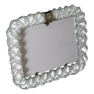 Large White Filigree Murano Glass Photo Frame from Venini, 1950s For Sale