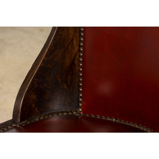 1930s French Art Deco Maple Gondola Dining Chairs W/ Red Faux Leather - Set of 6 For Sale - Image 15 of 18