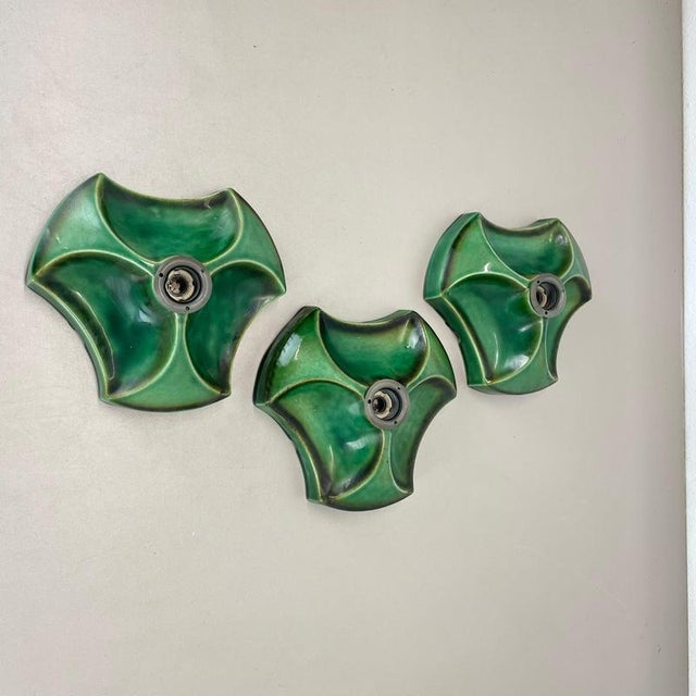 Article: Wall light sconce set of three. Producer: Pan Ceramic, Germany. Origin: Germany. Age: 1970s. : Original 1970s...