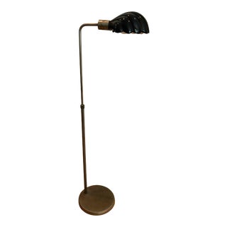 Vintage Italian Reading Lamp Black Glass Scallop Shell Form Shade.1 For Sale