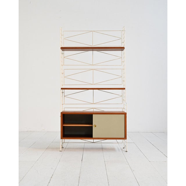 1960s Freestanding Modular Bookcase in String Style, 1960s For Sale - Image 5 of 15