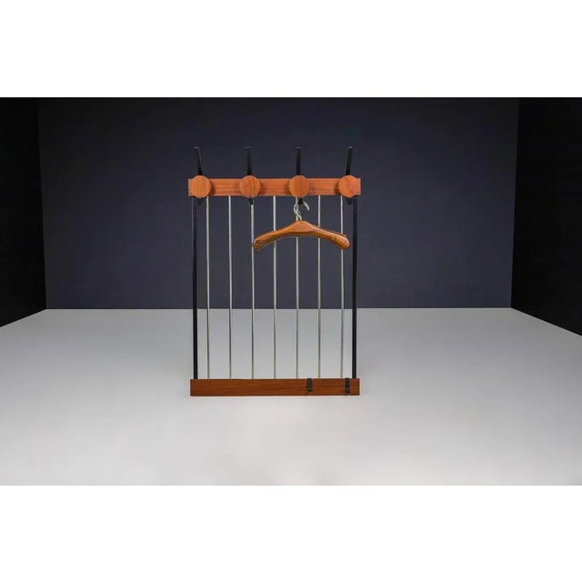Mid-Century Modern Coat Rack in Black Steel and Teak, Germany, 1960s For Sale - Image 4 of 8