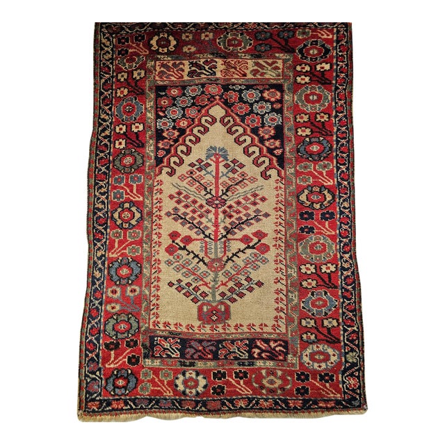 Antique Turkish Prayer Village Rug, Hand-Knotted Tree of Life Design, 3' x 5' For Sale