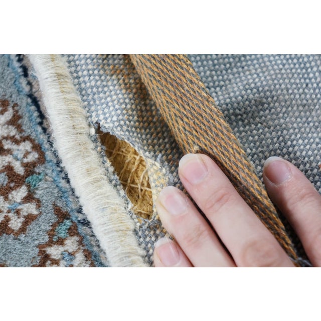 Vintage Nain Floral All Over Vine Palmette Round Wool & Silk Area Rug 74" For Sale - Image 13 of 13