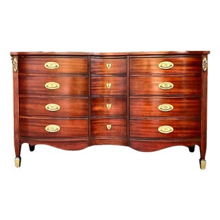Vintage Federal Mahogany Serpentine Dresser | Sideboard | Console | 58" Wide For Sale