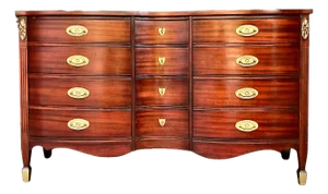 Vintage Federal Mahogany Serpentine Dresser | Sideboard | Console | 58" Wide