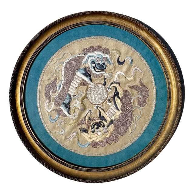 Silk Embroidered Artwork in Gilt Frame, France, 19th Century For Sale