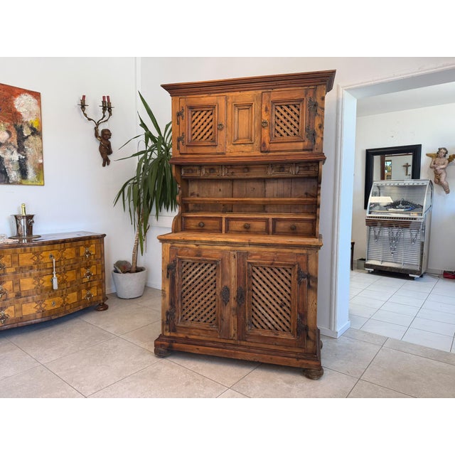 Biedermeier Farmhouse Cupboard in Wood For Sale - Image 3 of 12