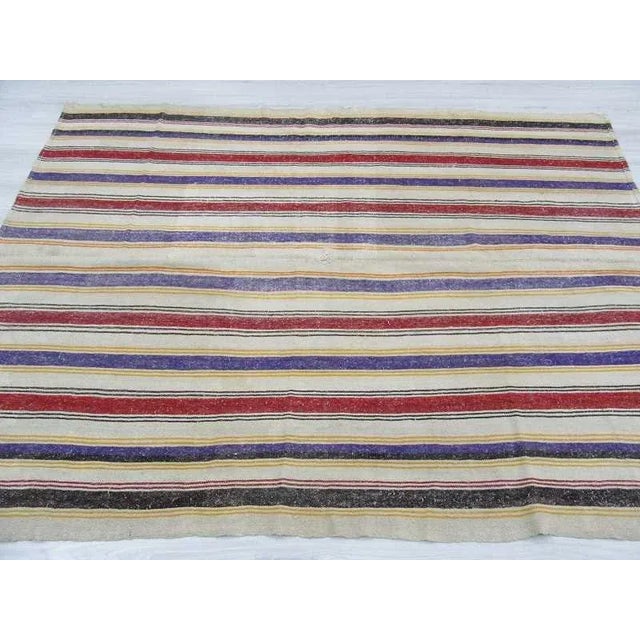 Vintage Striped Turkish Kilim Rug - 6'2" x 8'2: For Sale - Image 4 of 6