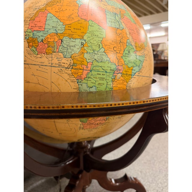 Replogle Globes Vintage Replogle Heirloom 20" Lighted Floor Globe on Mahogany Pedestal For Sale - Image 4 of 6