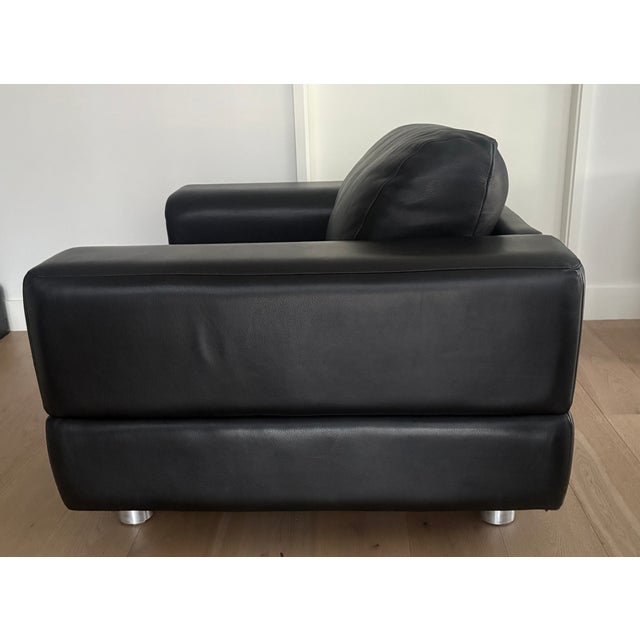 American Leather American Leather Contemporary Black Leather Armchair For Sale - Image 4 of 7