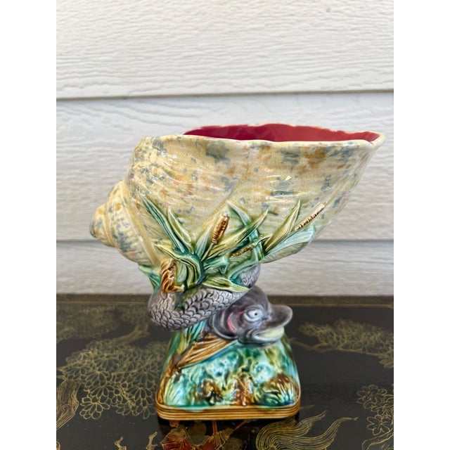 Antique Majolica Vase Bowl Dolphin Nautilus Shell English Royal Worcester c1870. Direct from England, a rare antique Royal...