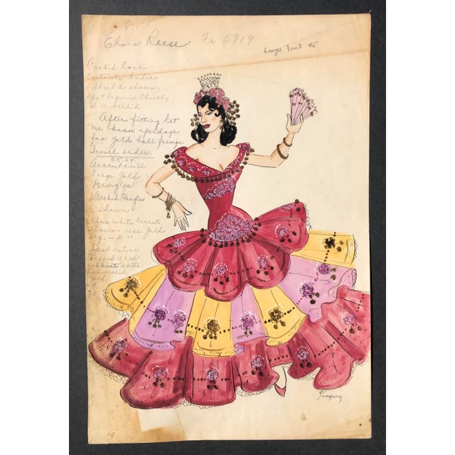 Mardi Gras costume watercolor and gouache by Lawrence Francis Youngblood (c. 1929-2007). Youngblood designed numerous New...