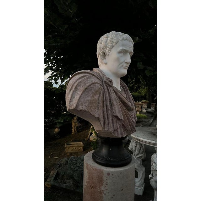 Huge Bust of Roman Emperor, 1950, Marble For Sale - Image 11 of 12
