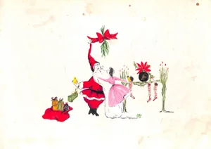 Lanvin of Paris Original Advertising Watercolor Christmas Artwork