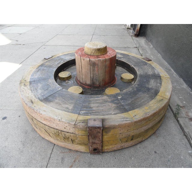 Wood Vintage Industrial Gear Mold – Patinated Wood Sculpture From Portland Cement Factory For Sale - Image 7 of 11