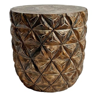 Vintage Piña Carved Wood Side Table For Sale