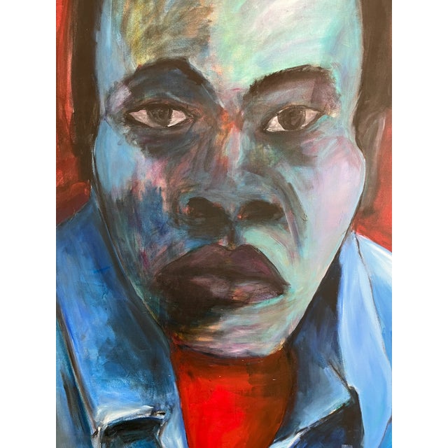 Mid 20th Century Large Vintage Expressionist Oil Portrait Unsigned For Sale - Image 5 of 11