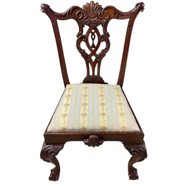 Late 19th Century Pair of Late 19th Century Chippendale Style Carved Mahogany Accent Chairs For Sale - Image 5 of 12