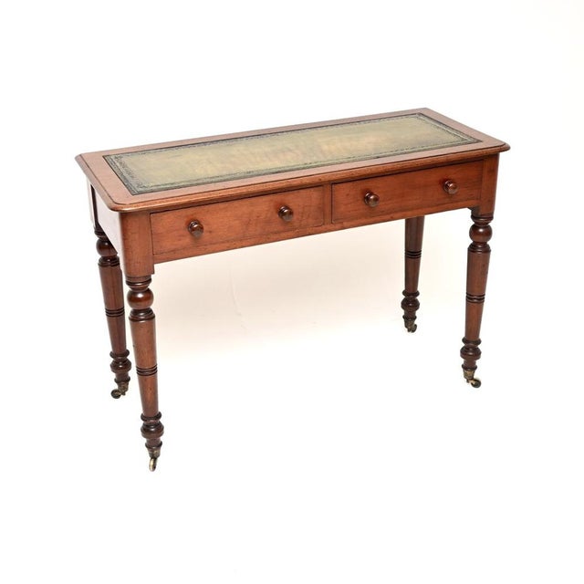 Antique Victorian Leather Top Writing Table, 1860s For Sale - Image 11 of 11