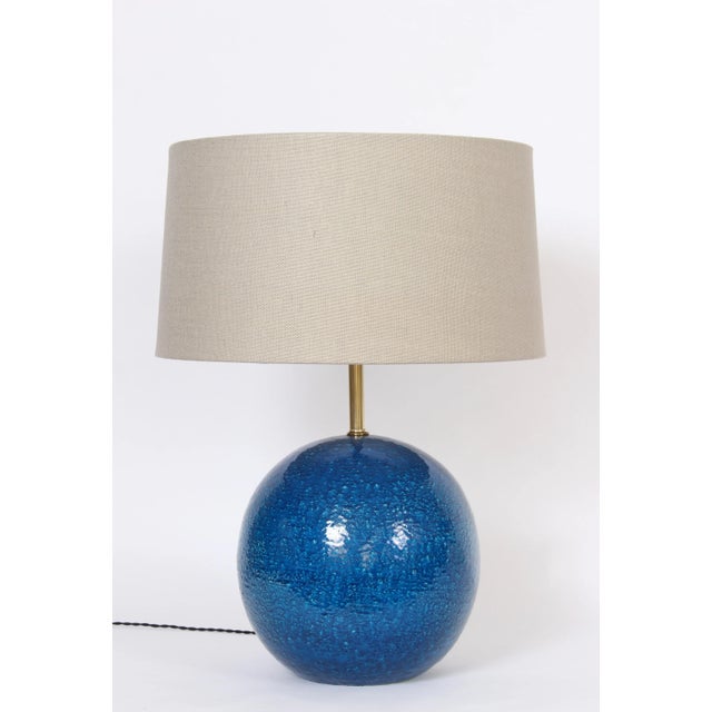 Bitossi Aldo Londo for Bitossi Persian Blue "Ball" Table Lamp, circa 1950s For Sale - Image 4 of 9