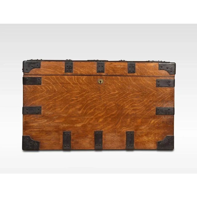 Antique Oak and Iron Bound Silver Chest For Sale - Image 6 of 9