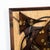 Abstract metal wall art. Mounted on a burlap board and framed in wood. Unsigned. Recently imported from Denmark.