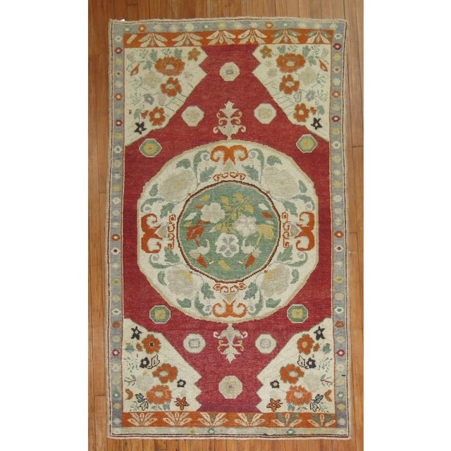 2nd quarter of the 20th Century accent size colorufl oushak rug. 3'11'' x 6'11''
