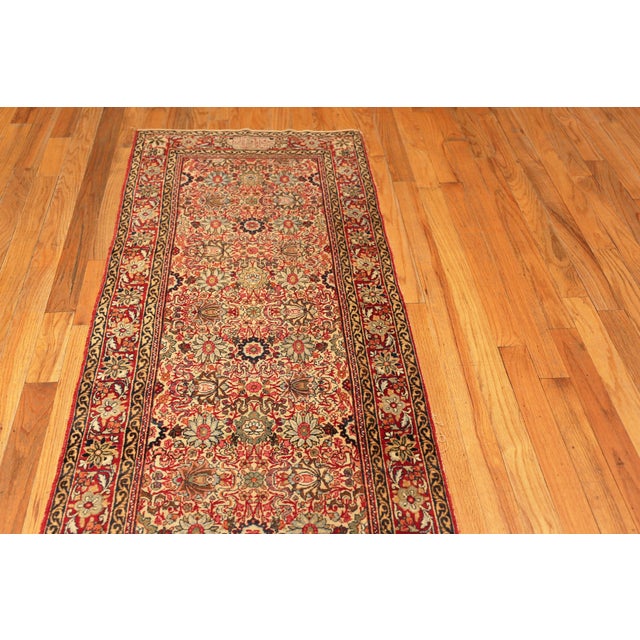 Nostalgically Charming Antique Persian Kerman Runner Rug, Country of Origin: Persia, Circa Date: 1880