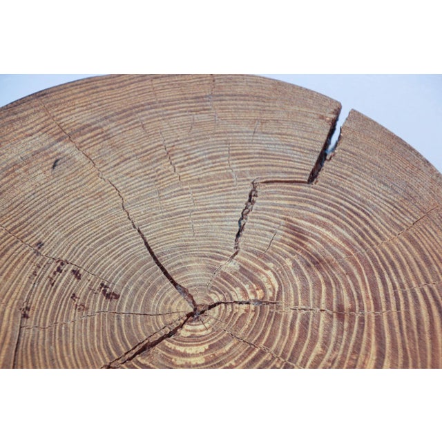 Contemporary Modern Minimalist Sculptural Wood Log Stool For Sale - Image 3 of 12
