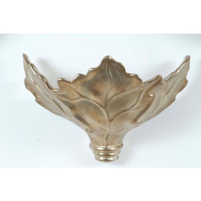 Mid-Century Modern Large Glazed silver Leaf Sconces by Robert Marcius - a Pair For Sale - Image 3 of 7