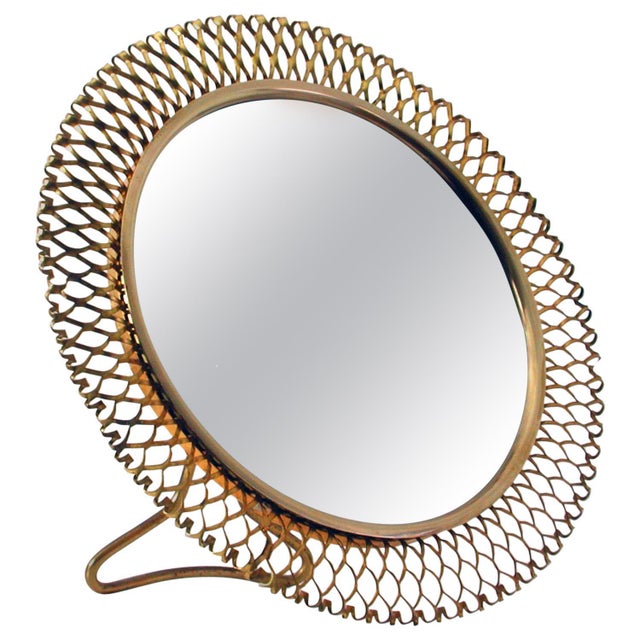 Mid-Century German Brass Vanity Table Mirror from Vereinigte Werkstätten Munich For Sale - Image 12 of 12