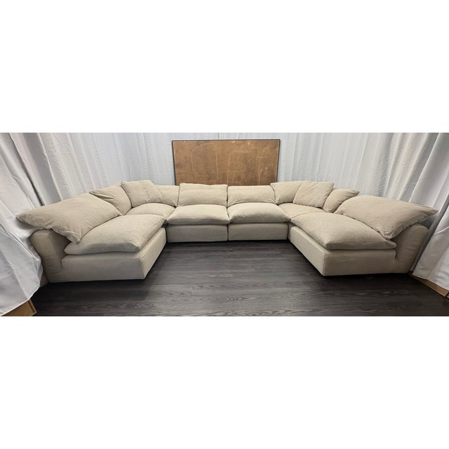 Rh Cloud Modular Sectional 6-Piece Configuration | Perennials® Performance Textured Linen Weave | Warm Neutral For Sale - Image 13 of 18